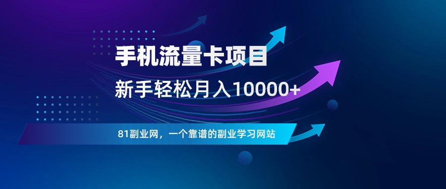 手机流量卡推广项目，月入10000+，附一手代理渠道-81副业网 - 每天分享副业赚钱项目